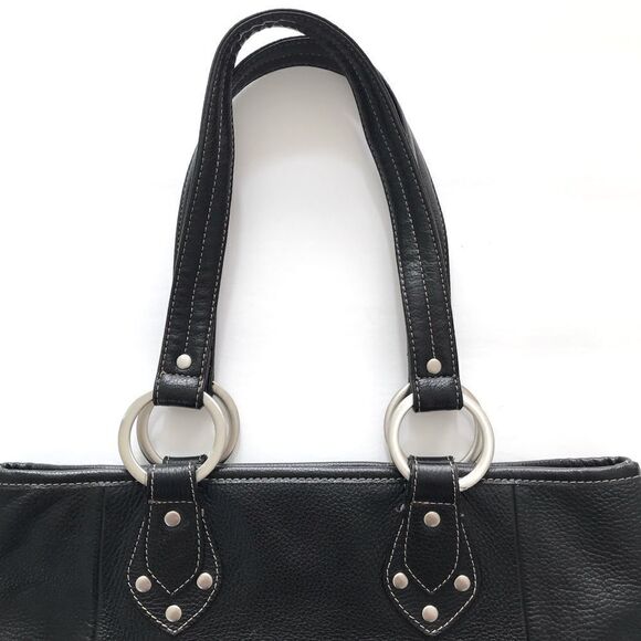 Kenneth Cole Reaction Black Pebbled Leather XL Double Handle Shoulder Tote Bag - Picture 6 of 15